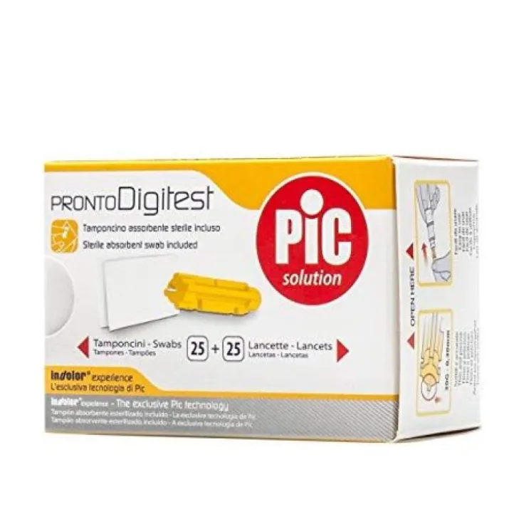 Pronto Digitest 33G Lancette + Tamponcino PIC 25 + 25 Pezzi