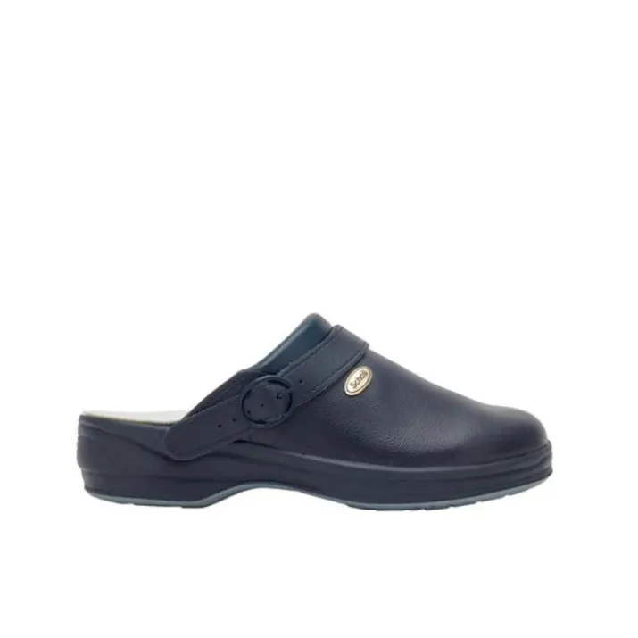 Scholl New Toffee Ciabatta in Pelle Blu Navy