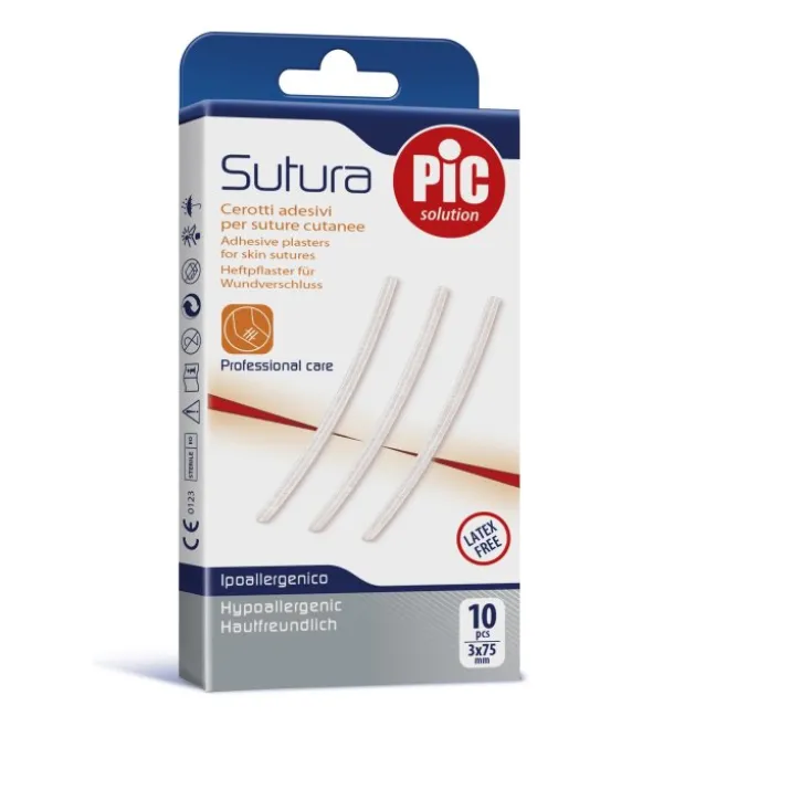 Sutura Cerotti Suture Cutanee 3x75mm PIC 10 Pezzi