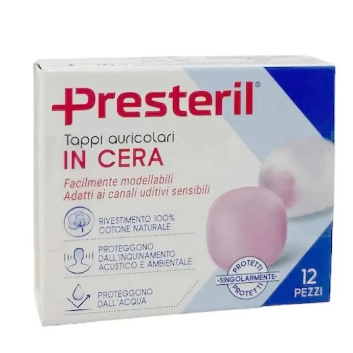 Tappi Auricolari in Cera Presteril 12 Pezzi