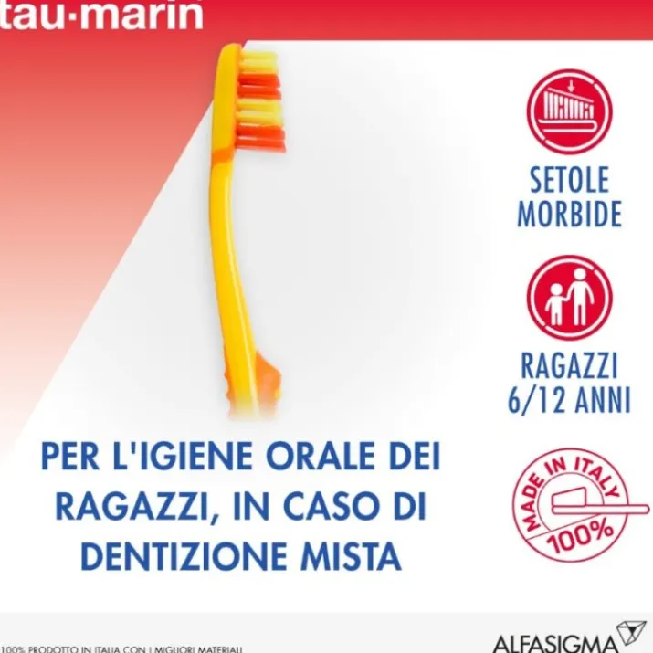 Tau Marin® Spazzolino Baby Joy Setole Morbide 6-12 Anni - Colori Assortiti