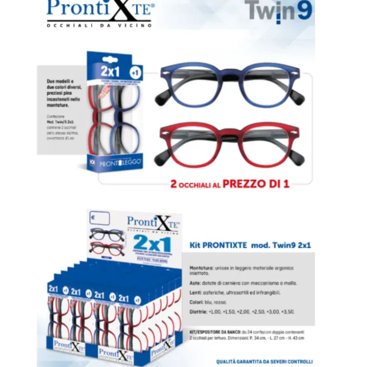 Twin 9 Blu Rosso Diottrie +1,50 ProntiXTe 2 Paia