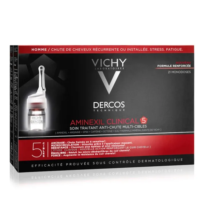 Vichy Dercos Aminexil Intensive 5 - trattamento anticaduta per uomo 21 fiale 21 x 6 ml